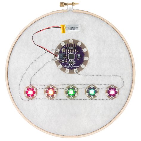 LilyPad Pixel Board Hookup Guide - learn.sparkfun.com Lilypad Arduino, Soft Circuits, Conductive Thread, Light Up Clothes, Smart Textiles, E Textiles, Fabric Origami, Light Board, Classy Tattoos