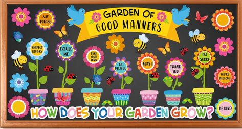 Board Display Ideas Classroom, Bord Decorations, Manners Chart, Floral Classroom, Garden Theme Classroom, Color Activities For Toddlers, Baby Chanel, Inspirational Classroom Posters, Preschool Garden