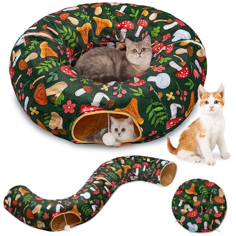 PRICES MAY VARY. 【Multifunction Cat Tunnel】This cat tunnels are splicing design, it can be a round or S-shaped or semicircle shape according to cat's preferences. The circular tunnel has two holes, and the s-shaped tunnel have four holes, allowing them to enter and play at will. The life of small animals can also be interesting and wonderful. 【Cat Toys】The cat tube can not only a cats tunnel to play, but also a cat bed to rest. There is a toy ball hanging on one side hole , so pets can not only Cat Enrichment Ideas, Cat Tube, Goth Apartment, Cat Donut, Things For Cats, Cats Toys, Homemade Cat Toys, Pink Goth, Cat Things