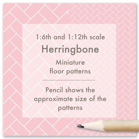 1-6_1-12_Flooring_Herringbone_600px_pencil_pink-min 1 6 Scale Miniatures Diy, 1/12 Scale Printables, Printable Flooring Doll Houses, Dollhouse Rug Printable, Free Printable Dollhouse Wood Flooring, Dollhouse Plans Free 1:12, Paper Glue, Dollhouse Miniatures Diy, Copy Paper