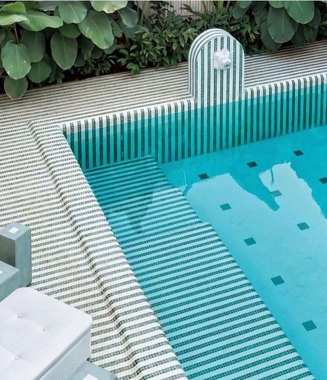 Striped Pool, Pool House Cabana, Resort Pools, 2024 Style, Edie Parker, April 15, Pool House, Style Board, Grey Stripes