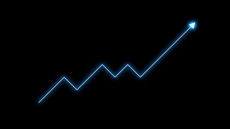 Animation of graph trending upwards, white arrow pointing up on graph with blue light effect on black background Arrow Animation, Editing Assets, Arrow Pointing Up, Arrow Point, Up Animation, Download Background, Collage Design, Light Effect, Motion Design