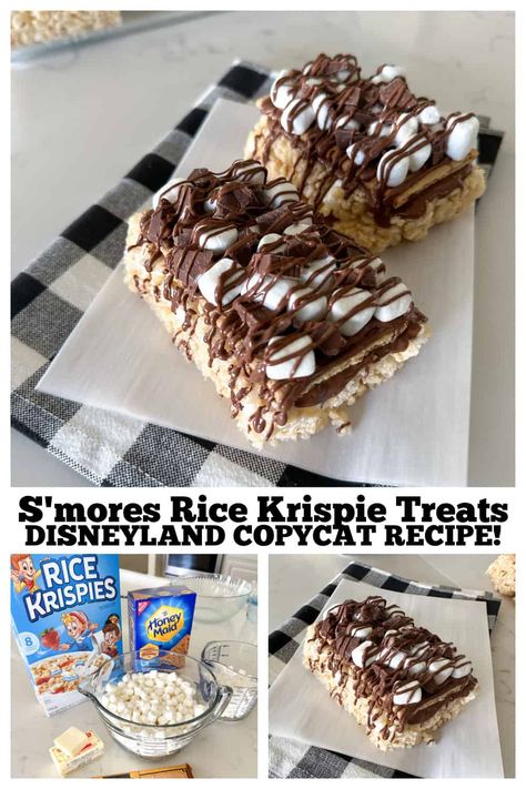 Giant Rice Krispie Treat, Smore Rice Krispie Treats, Rice Krispie Treats Cereal, Holiday Rice, Cereal Treat Bars, Chocolate Rice Crispy Treats, Best Disneyland Food, Rice Krispie Treats Recipe, Marshmallow Bars