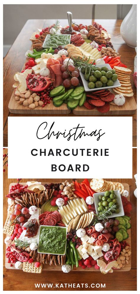 Christmas Graze Board Ideas, Healthy Christmas Eve Appetizers, Healthy Christmas Charcuterie Board, Holiday Grazing Board, Red And Green Charcuterie Board, Christmas Eve Spread, Appetizer Spread Table, Christmas Food Spread, Christmas Eve Hosting Ideas