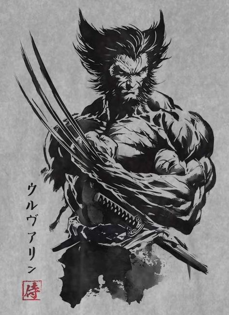 Marvel Heroes Drawing, Wolverine Tattoo Ideas, Wolverine Samurai, Logan Wolverine Art, Wolverine Sketch, Wolverine Tattoo, Wolverine Comic Art, Wolverine Artwork, Xmen Art