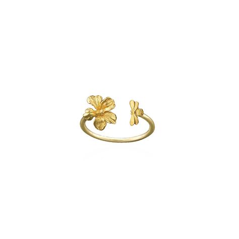 Hibiscus Nose Ring, Hibiscus Flower Jewelry, Cute Flower Jewelry, Hibiscus Ring, Gold Flower Jewelry, Gold Ring Flower, Flower Gold Ring, Flowers Rings, Open Ring Gold