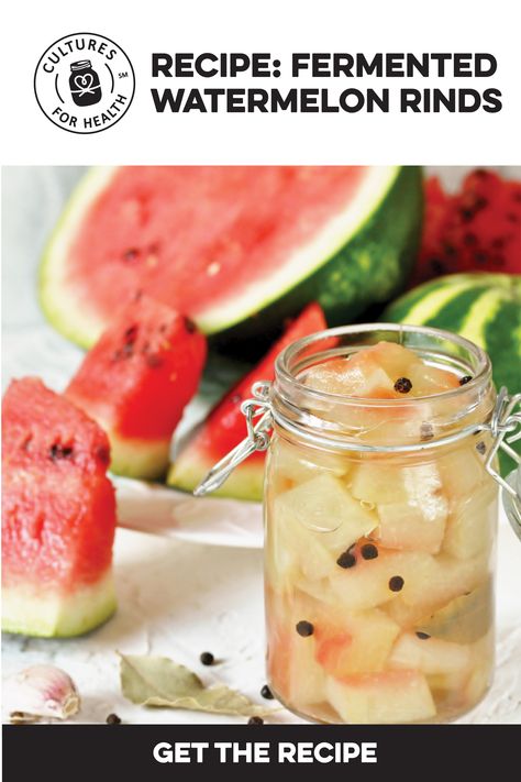 Fermented Watermelon Rind, Fermented Watermelon, Canning Sauces, Pickled Watermelon Rind Recipe, Freeze Vegetables, Watermelon Rind Pickles, Pickled Watermelon, Cultured Vegetables, Pickled Watermelon Rind