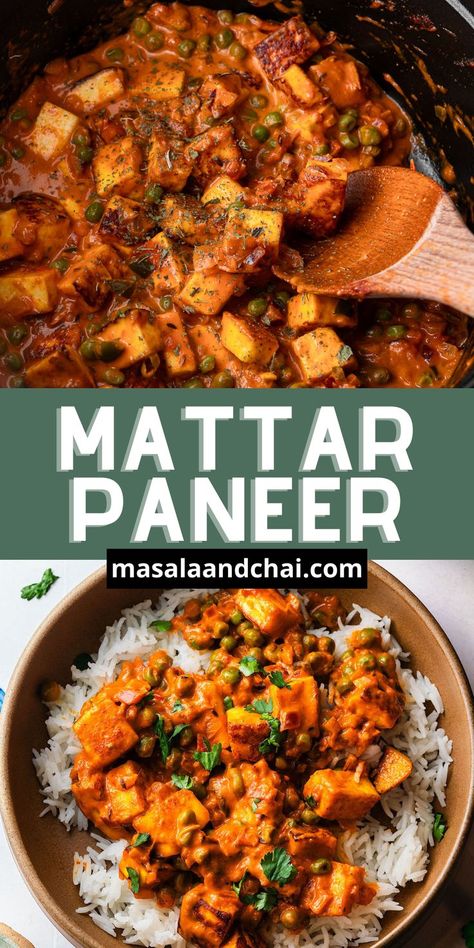 Whip up a quick and healthy weeknight dinner with our Mattar Paneer recipe – a vegetarian curry ready in just 30 minutes! Inspired by Dishoom, this easy summer dinner is elevated to restaurant-quality and features soft paneer and green peas in a creamy tomato curry, bursting with aromatic spices. Mattar Paneer Recipe, Mattar Paneer, Onion Curry, Easy Summer Dinner, Best Indian Recipes, Delicious Vegetarian Dinner, Tomato Curry, Paneer Recipe, Easy Summer Dinners