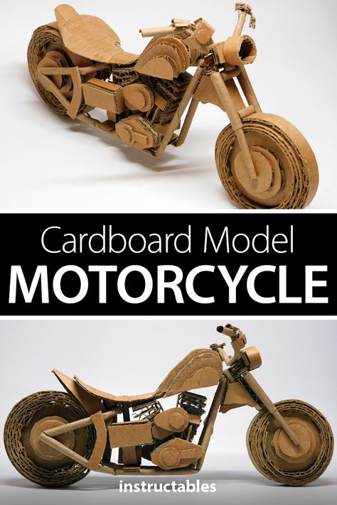 Car Made Of Cardboard, Cardboard Models Projects, Diy Motorcycle Crafts, Cardboard Motorcycle, Cardboard Sculpture Ideas, Cardboard Vehicles, Motorcycle Craft, Cardboard Models, Diy Paper Toys