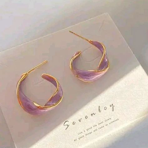 lilac earrings Price:199/- Twisted Art, Lilac Earrings, Circle Jewelry, Enamel Stud Earrings, Goth Jewelry, Earring Trends, Art Line, Alloy Earrings, Purple Earrings