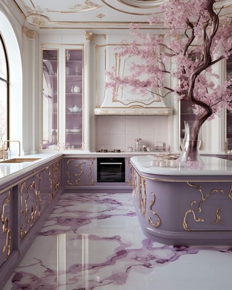 Pink House Interior, Upstairs Kitchen, Kitchens Design, Purple Kitchen, Dream Kitchens Design, Luxury House Interior Design, Dream Kitchens, Gorgeous Kitchens, Luxury Homes Dream Houses