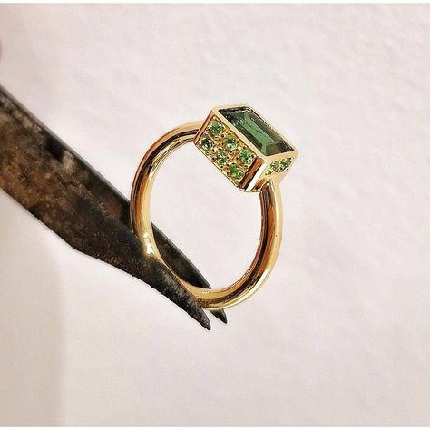 18K Solid Gold Multi-Gemstone Ring, Emerald Cut Green Tourmaline And Tsavorites, Handmade luxury Woman Ring, Greek jewelry Rectangular Stone Ring, Rectangular Ring, Tsavorite Ring, Faberge Jewelry, Ring Emerald Cut, Woman Ring, Multi Gemstone Ring, Classic Wedding Rings, Greek Jewelry