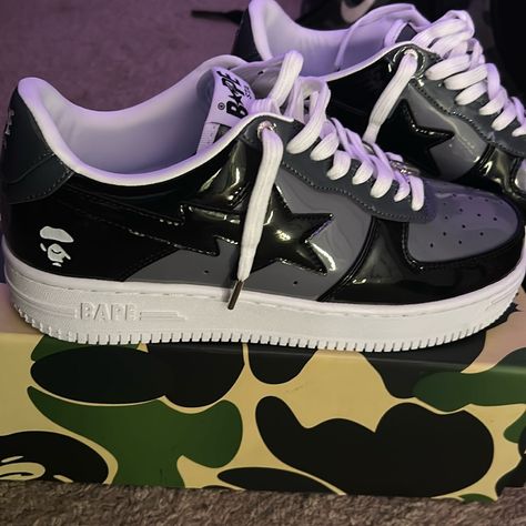 Bape Shoes For Sell Cheap And Brand New Y2k Shoes Men, Bape Sweatpants, Bape Shoes Outfit, Street Wear Shoes, Bapesta Shoes, Bape Shoes, Bape Sneakers, Sneakerhead Room, Bape Sta