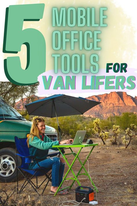 Remote Office Setup, Mobile Office Van, Ipad Office, Vanlife Tips, Office Van, Van Lifers, Office Tools, Camper Van Life, Mobile Office