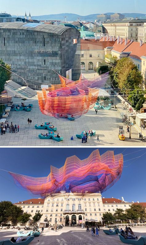 Net Architecture, Janet Echelman, Installation Architecture, Floating Architecture, Ancient Greek Architecture, Public Sculpture, Space Architecture, Mural Wall Art, Land Art