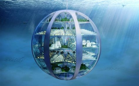 Humans will live underwater in 100 years' time as the population is squeezed out… Architecture Cool, Future Buildings, Underwater City, Floating City, Underground Cities, Futuristic City, Future City, Mile High, Home Technology