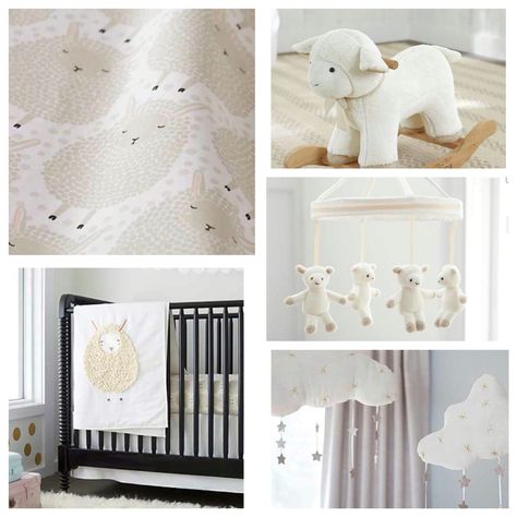 Sheep themed gender neutral nursery                                                                                                                                                      More Sheep And Clouds Nursery, Nursery Sheep Theme, Lamb Themed Nursery, Sheep Themed Nursery, Sheep Bedroom, Sheep Nursery Theme, Lamb Nursery Theme, Counting Sheep Nursery, Farm Nursery Theme