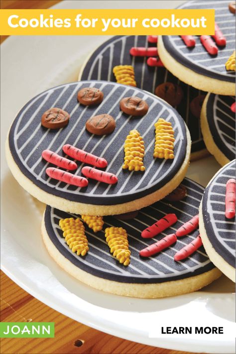 Barbecue Themed Party, Bbq Theme Cookies, Camping Cookies Royal Icing, Picnic Cookies Decorated, Bbq Cookies Decorated, Grill Cookies, Summer Themed Cookies, Bbq Cookies, Frosting Decorating