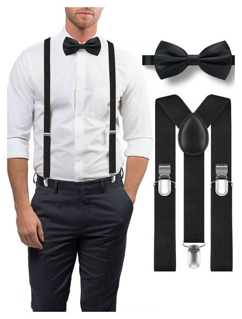 PRICES MAY VARY. Perfect for Special Occasions - Ultrashang bow tie and suspenders for men is ideal for weddings, homecomings, and costume parties, our stylish accessories add elegance to any event. Customers love the compliments they receive, making every occasion unforgettable. Elevate your style for every event! Premium Quality - Made from durable materials and hardwares,bow tie with suspenders ensures longevity and a perfect fit. Enjoy superior craftsmanship and style that enhance any outfit Elegant Formal Belts And Suspenders With Ties, Elegant Adjustable Belts And Suspenders For Black Tie, Classic Suspenders For Suit And Tie At Party, Elegant Suspenders For Party Suit Accessories, Classic Formal Belts And Suspenders With Ties, Classic Suspenders For Black Tie Events, Classic Formal Suspenders For Suit And Tie, Dapper Formal Belts And Suspenders With Ties, Dapper Suspenders For Party