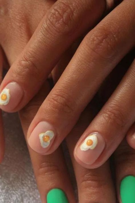 Egg Nail Art, Egg Nails, Easter Makeup, Summer Nail Art, Fried Eggs, Whimsical Design, Who Cares, Nail Art Summer, Summer Nail