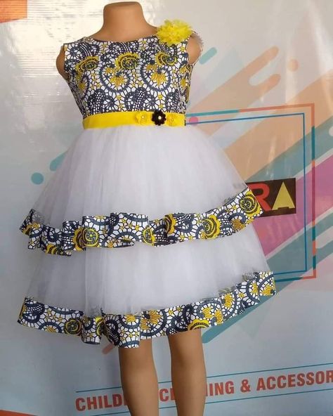 Girls Ankara Styles Children, Kampala Styles For Children, Girls Ankara Dresses, African Kids Clothes, Ankara Styles For Kids, Bubu Gown Styles, Fancy Short Dresses, African Dresses For Kids