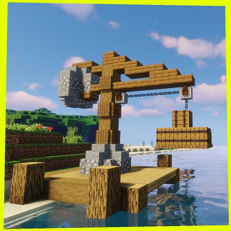 Minecraft Fishing Village, Minecraft Dock Ideas, Minecraft Fishing Hut, Minecraft Fishing Dock, Minecraft Port, Minecraft Dock, Minecraft Tricks, Minecraft Timelapse, Minecraft Camp