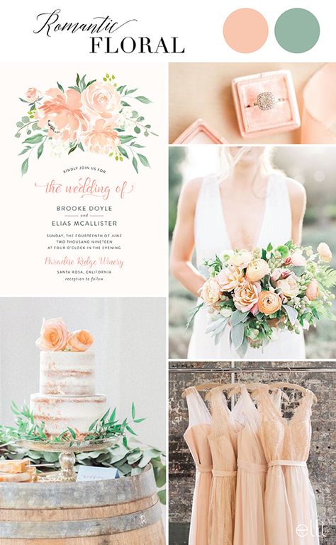 Pink Peach Green Wedding, Peach And Green Wedding Colors, Peach And Mint Wedding Theme, Peach And Sage Wedding Colors, Peach Theme Wedding Decor, Green And Peach Wedding Theme, Apricot Wedding Colors, Apricot Wedding Theme, Sage Peach Wedding