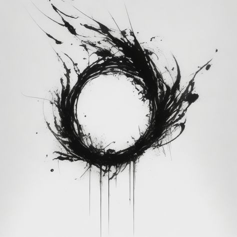 AI abstract, black ink Sun Eclipse Tattoo, Dark Abstract Tattoo, Ouroboros Tattoo Design, Round Tattoo Ideas, Circle Of Life Tattoo, Void Tattoo, Circular Tattoo Designs, Shoulder Tattoo Men, Arte Trash Polka