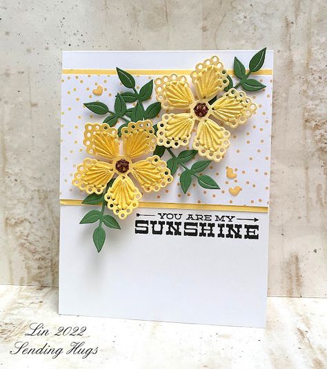 Sending Hugs: Spring Into Stitching release! Stitched Flower Spellbinders Stitched Flower Cards, Stitched Dies Cards, Stitched Flower Cards, Stitched Cards Handmade, Spellbinders Stitched Cards, Cards Embroidery, Stitching Dies, Sewn Cards, Owl Punch Cards