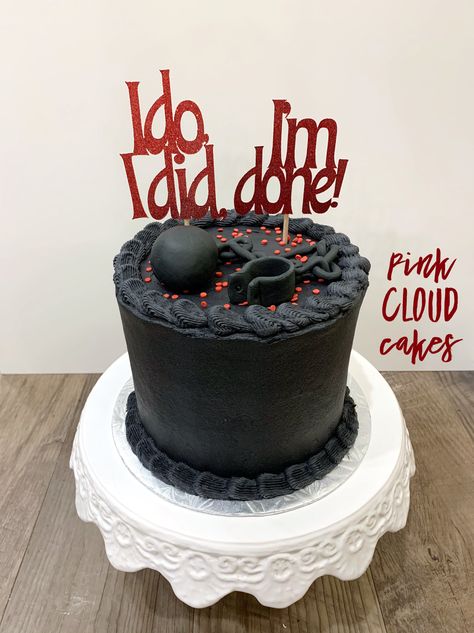 Divorce Cakes For Women Funny, Divorce Cakes For Women, Divorce Cake, Black Buttercream, Cake Ball, Ball And Chain, Divorce Gift, Black Cake, Cakes For Women