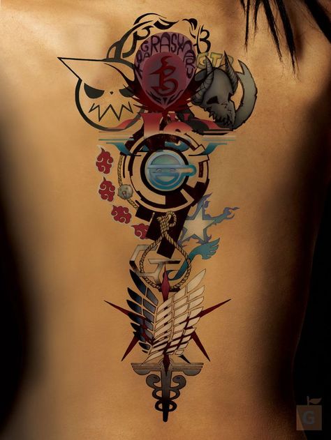 This tattoo seems legit enough to start an anime sleeve :p Tatoo 3d, Tattoo Diy, Kunst Tattoos, Manga Tattoo, Naruto Tattoo, Anime Tattoo, Back Of Shoulder Tattoo, Tattoo Videos, Maori Tattoo