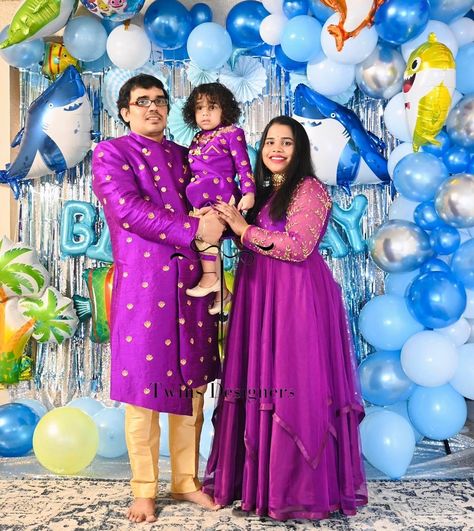 For orders call/whatsapp:8374504389/9059693997 Birthday Matching Outfits Family, 1st Birthday Outfits For Parents, First Birthday Family Outfits Indian, 1st Birthday Outfit For Family, Family Combo Dress Indian For Birthday, First Birthday Outfit For Mom, Family Combo Dress Indian, Family Combo Dress, 1st Birthday Party Dress