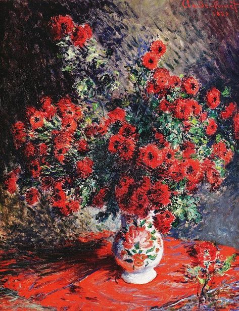 Artist Monet, Claude Monet Paintings, Claude Monet Art, Monet Art, Flowers In A Vase, Arte Van Gogh, Monet Paintings, Impressionist Artists, Pierre Auguste Renoir