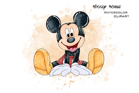 Mickey Watercolor, Mickey Mouse Watercolor, Mickey Clipart, Mouse Watercolor, Mickey Mouse Clipart, Sports Nursery Theme, Mickey Mouse Png, Mouse Clipart, Svg Mickey Mouse