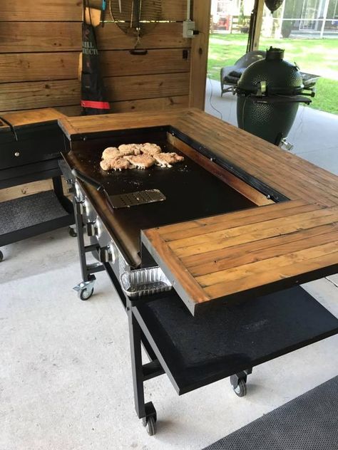 Outdoor Kitchen Patio Diy, Outdoor Blackstone Grill Station, Blackstone Setup, Deck Ideas For Grill And Smoker, Blackstone Grill Station, Blackstone Built In Diy, Outdoor Griddle Station Diy, Diy Blackstone Grill Station, Diy Blackstone Griddle Surround