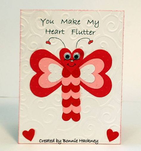 Kids Valentines Cards Handmade, Child Valentine Cards, Butterfly Valentine Cards, Childrens Valentines Cards, Valentines To Make For Kids, Valentine Day Handmade Cards, Su Valentine Cards For Kids, Valentine Cards For Kids Handmade, Valentine Cards Handmade Simple Diy