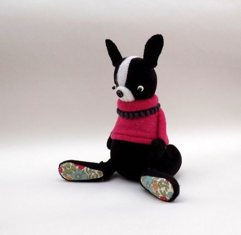 Boston Terrier by SkippityHop Creatures Boston Terrier Art, Felt Plush, Plushie Patterns, Doll Ideas, All I Want, Diy Doll, Diy Toys, Softies, A Bag