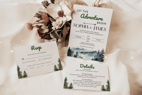 Park Wedding Invitations, Woodland Forest Wedding, Mountain Wedding Invitation, Colors Pictures, Mountain Wedding Invitations, Mountain Forest, National Park Wedding, Woodland Forest, Park Wedding