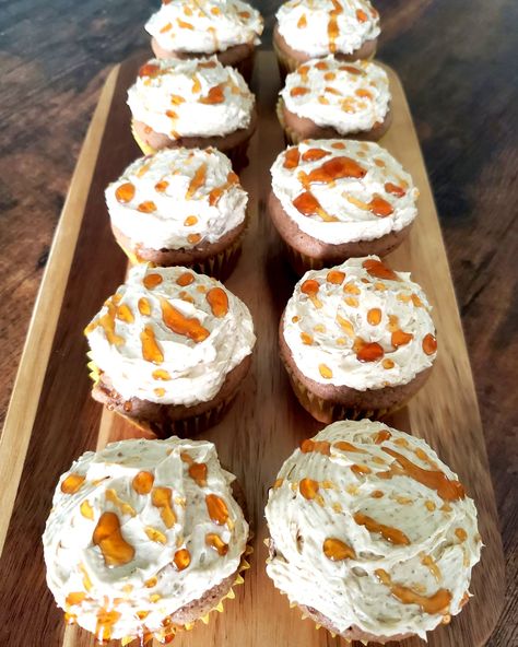 Chai Cupcakes with Honey Vanilla Frosting Chai Cupcakes, Creative Cupcakes, Creamed Honey, 12 Cupcakes, Spiced Coffee, Vanilla Frosting, Natural Sugar, Natural Sweeteners, Cupcake Recipes