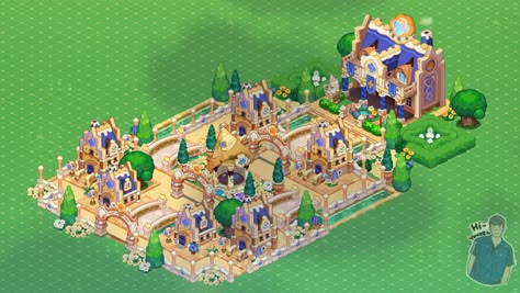 Ivory Pagoda Crk Layout, Vanilla Kingdom Layout, Cookie Run Kingdom Stairs, Vanilla Decor, Cookie Run Kingdom City Idea, Crk Designs, Crk Ideas, Crk Layout, Kingdom Layout