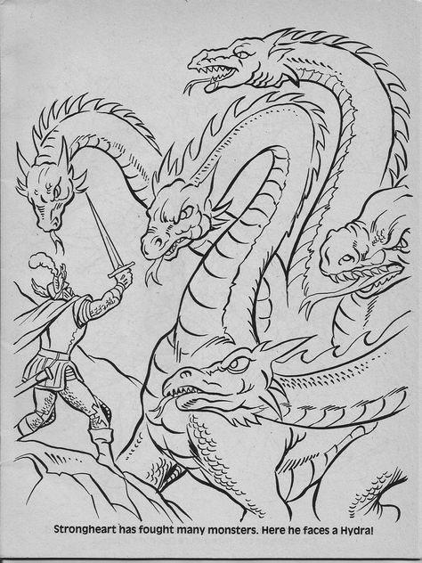 Hydra Drawing, Dragons Coloring Pages, Anatomy Coloring Book, New Year Coloring Pages, Dragon Coloring, Dragon Kid, Advanced Dungeons And Dragons, Monster Coloring Pages, Dragon Coloring Page