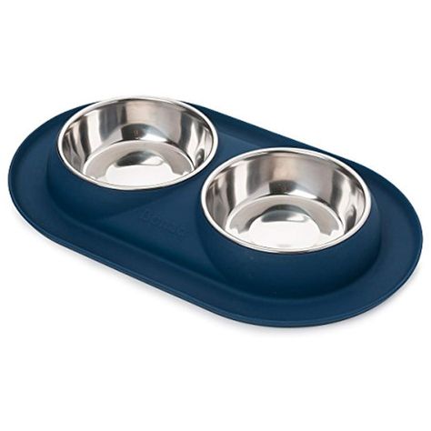 Bonza Double Dog Bowl Pet Feeding Station, Stainless Steel Water and Food Bowls with Spill and Skid Resistant Silicone Base. Premium Quality Feeder Solution for Small Dogs and Cats. >>> Click image for more details. (This is an affiliate link) #dogs Cat Feeding Station, Dog Feeding Bowls, Pet Feeding Station, Dog Feeding Station, Stainless Steel Dog Bowls, Puppy Bowls, Food Bowls, Cat Food Bowl, Cat Feeder