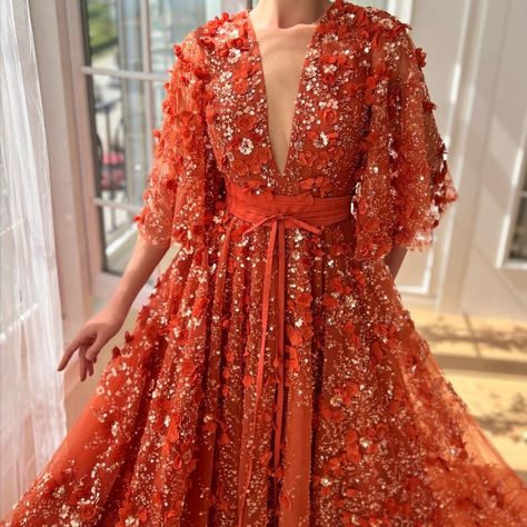 All Posts • Instagram Orange Ball Gown, Orange Gown, Teuta Matoshi, Small Weddings Ceremony, Evening Gala, Engagement Dresses, Red Carpet Event, Vibrant Orange, Fancy Dresses