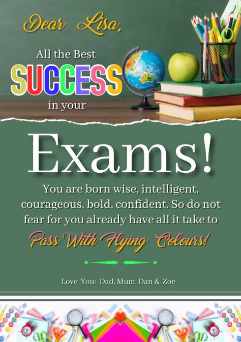 All the best success in your exams card Success Cards For Exams Design, All The Best For Exams, Success Cards For Exams, Exam Success Wishes, Exam Good Luck Quotes, Success Cards, Success In Exams, Best Wishes For Exam, School Admission Form