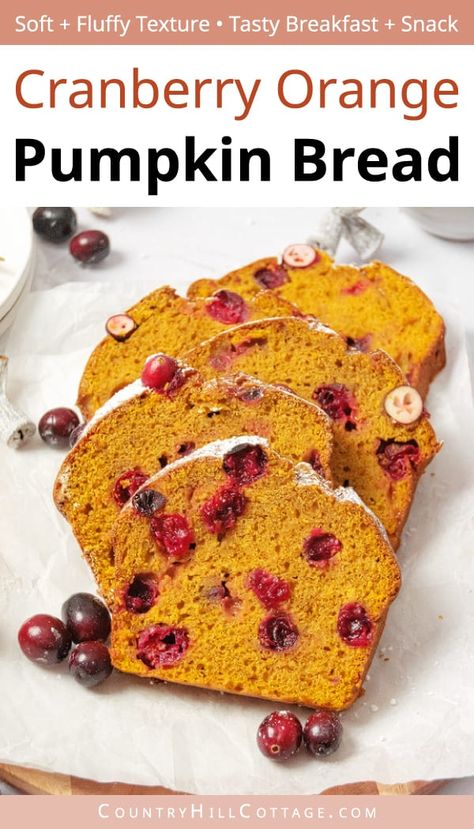 Pumpkin Cranberry Orange Bread, Pumpkin Bread With Cranberries, Pumpkin Cranberry Recipes, Pumpkin Cranberry Bread Recipes, Blueberry Pumpkin Bread, Cranberry Orange Bread Machine Recipe, Healthy Sweet Bread, Cranberry Pumpkin Bread, Orange Cranberry Loaf