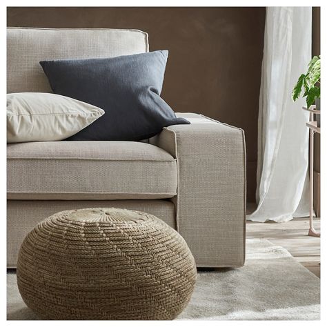 JL note - looks like inverted french seam or pinched seam.  KIVIK Sofa, Hillared beige - IKEA Ikea Friheten, Kivik Sofa, Ikea Kivik, Blue Sectional, Ikea Couch, Loveseat Covers, Large Couch, U Shaped Sofa, Three Seat Sofa