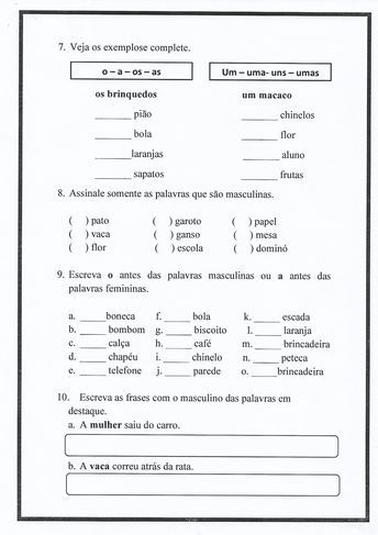 Atividade de Português: fabula, número do substantivo, singular e plural; gênero do substantivo, sinônimo e antônimo e ortografia Singular And Plural