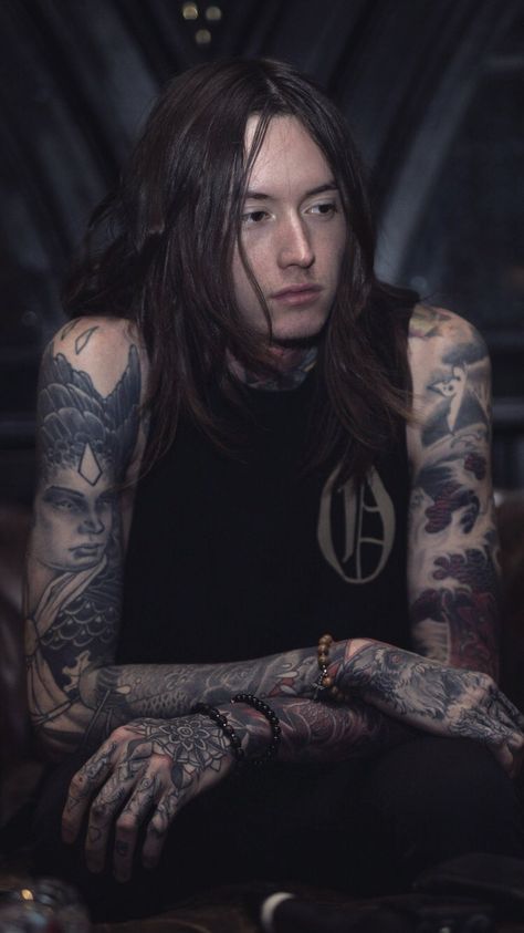 Noah Sebastian, Bad Omens, A Man, Long Hair, Tattoos, Hair