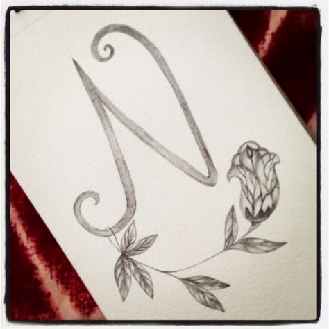 Letter N, the initial of my name. One of my drawing in pencil practicing my lettering design. Cursive Drawing, Zentangle Letters, Nadine Coyle, Name Drawings, Drawing Love, Nancy Sinatra, Naomi Scott, Drawing Letters, In Cursive