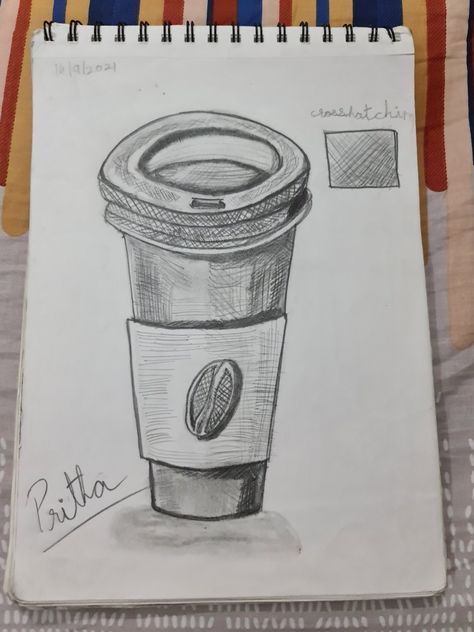 Cross hatching Hatching Sketch, 3d Things, Cross Hatching, Art Drawings Sketches Creative, Art Drawings Sketches, Drawing Sketches, Coffee Cup, Coffee Cups, Art Drawings